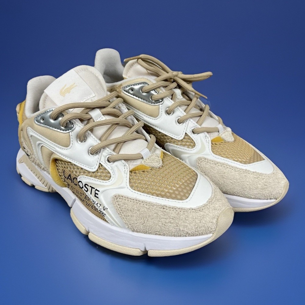 Lacoste L003 NEO Women's Sneakers Size 9.5 Off White / Light Brown - New Defect